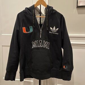 Vintage Black University of Miami UM Hoodie